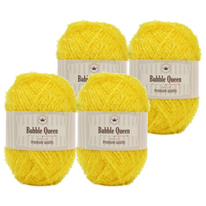 brandyarn Bubble Queen系列 菜瓜布線 90g, 黃色, 4捲