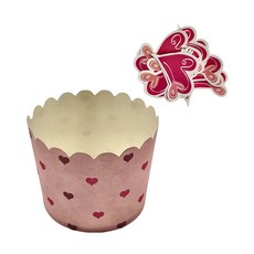 CHEFMADE 學廚 愛心系列 蛋糕紙杯 附插卡 耐高溫用紙 7 x 5.5 x 6.1 cm, 25個, 1組