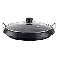 新錸家居 韓式麥飯石圓形 多爐具適用 附玻璃蓋, 1個, 28cm