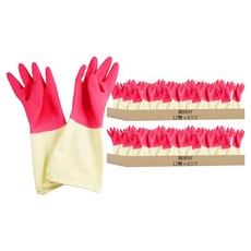 賜妳好 家庭用乳膠手套, 寬8.5寸 x 長33cm, 雙色, 24雙, 粉色 + 米白色