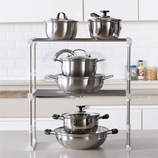 Keiribing 不鏽鋼廚房置物架 2層 高度可調, 白色, 1個