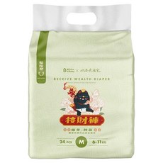 波比 PureBaby 植萃抑菌接財褲 黏貼型 6~11kg, M, 24片