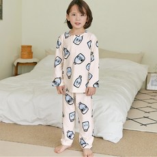 Maykids 童款印花桃皮絨2件式長袖套裝 可愛牛奶款