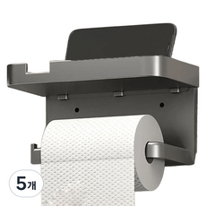 윤코 무타공 휴지걸이 휴대폰 거치대, 그레이, 5개