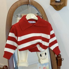 Uvely 兒童 Lefty 條紋長袖針織衫