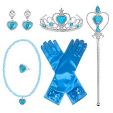 미미파티 공주 티아라 보석 악세사리 세트, 딥블루, 1세트