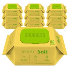 스너글스 소프트 유아용 피부 저자극 인증 아기물티슈 캡형, 10팩, 100매, 35g