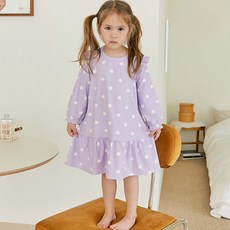 Maykids 女童款基本圓點荷葉邊睡裙