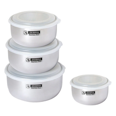 ZEBRA THAILAND Food Storage Set 304不鏽鋼高型調理碗組 Extra 8件組 4 ..., 4件組附蓋調理碗, 12cm 700ml + 14cm 1L + 16cm 1.5L + 18cm 2L, 1組