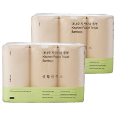 Saengong 生活工作所 竹製廚房紙巾 捲筒式, 6捲, 2個