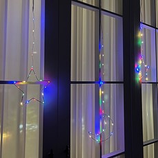 ASPASIA LED室內裝飾燈 3m 夜空星星月亮窗簾燈 8燈, 透明(電線)), 1個