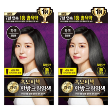 리엔 흑모비책 새치염색 크림, 흑색, 2개