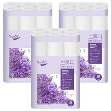 blondy 薰衣草天然紙漿3層捲筒衛生紙, 30m, 30捲, 3袋
