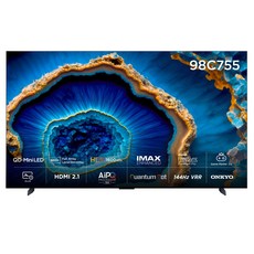 TCL 4K UHD QD Mini LED 스마트TV, 248cm(98인치), 98C755, 벽걸이형, 방문설치