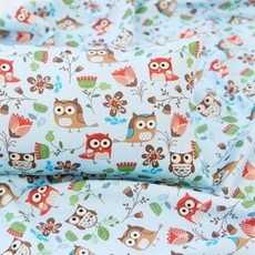 Apoa Room 貓頭鷹印花被套組 Super Single, 藍色, 毯子+枕套+蕎麥棉+墊子