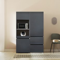 장인가구 E0 플레이트 광파오븐 렌지대 600 + 장인가구 E0 플레이트 광폭 주방수납장 600 방문설치, 올진그레이