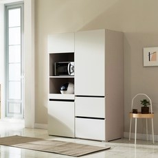 장인가구 플레이트 주방 수납장 600 + 광파오븐 렌지대 600 방문설치, 크림화이트