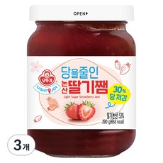 오뚜기 LIGHT 앤 JOY 당을줄인 논산딸기쨈, 290g, 3개