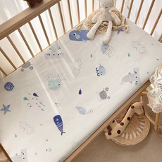 HABABY 嬰兒床包 一般嬰兒床專用 台灣製 130 x 70cm 海洋世界, 1個