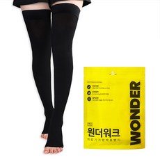 원더워크 의료용압박스타킹 허벅지형 발트임 검정색, 1개