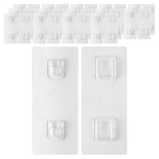 LivingHomeDetail 免鑽孔黏貼式雙鉤掛鉤, 透明, 15個