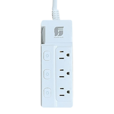 FONG HUA 崶華 按壓式4開3插3芯延長用電源線組 1.2M 台灣製造, 白色, 1條