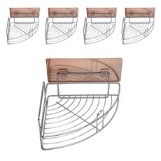 扇型無痕不鏽鋼置物架, 22x22x4.5cm, 高級不鏽鋼材質, 含無痕貼片, KG005-69, 5個