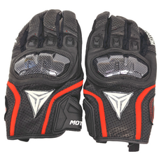 Motowolf 摩托車騎行真皮防摔手套, 紅色