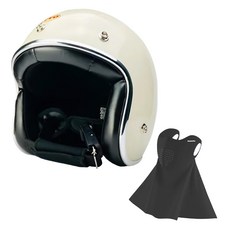 EVO 精裝銀邊款復古騎士安全帽 附冰絲面罩 顏色隨機, 象牙白