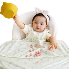 베이비클로 나시 지퍼형 이유식 턱받이, 기린올리브, 1개입, 1개