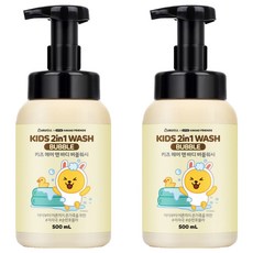 베비언스 카카오 키즈 헤어 앤 바디 버블워시 무지, 500ml, 2개