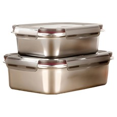 FRANCASINO 弗南希諾 不鏽鋼保鮮盒2件組 FR-1770 650ml + 1.3L, 2個, 1組