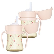 그로미미 PPSU 유아용 빨대컵, 200ml, 2개, 스윗피치