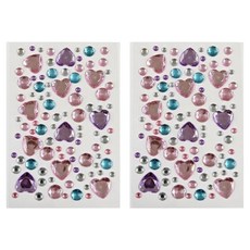 Inart 大容量手帳裝飾漂亮寶石貼紙, 粉紅愛心 + 藍鑽石, 2個