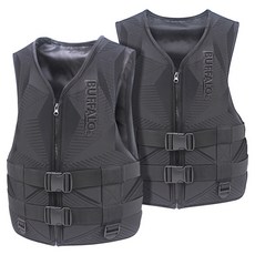 BUFFALO 立體成型救生衣2p, 黑色+黑色