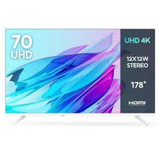 이노스 4K UHD 클리어쾀 화이트에디션 TV, 177cm, 70UHD 화이트, 무타공 벽걸이형(추가비용발생), 방문설치