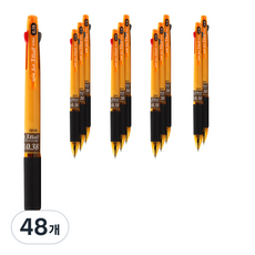 자바펜 초저점도 유성 3색볼펜 제트3볼 0.38mm, 옐로우, 48개