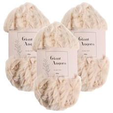 CheongsongTteugaesil Giant Angora 編織線 100g, 3個, 03 淺米色