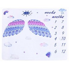 Kori Deer 可莉鹿 彌月禮盒組-法蘭絨嬰兒童成長紀錄日期毯 天使翅膀造型 柔軟親膚材質, 1入, 白色