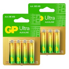 GP超霸 超特強鹼性電池Ultra Plus 3號AA, 8顆, 2組