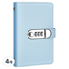 코오미 현금 저축 바인더 잠금 비밀번호 다이어리 5W0858, 블루, 4개