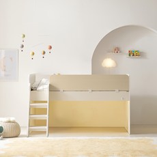 꿈꾸는요셉 앙팡 벙커침대 A + 조명 + 드림 독립미니스프링 매트리스 세트 방문설치, 베이지(프레임, 매트리스), 주백색(조명)