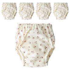 조이멀티 아동용 크림패턴 레몬 공룡 배변훈련팬티, 하트꽃, 5개