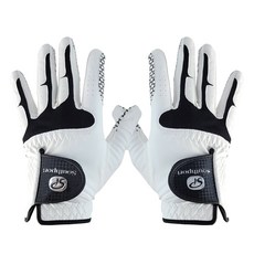 UNIQUE EPIC 男士用 SP 矽膠合成皮高爾夫手套 雙手穿戴組, 1套, 白黑色