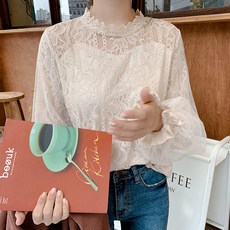 PAPERMENTS 雙層透膚蕾絲襯衫