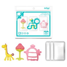 ange 手環固齒器套組 3D草莓 + 長頸鹿 + 猴子手環, 粉紅色(手環型固齒器), 1套