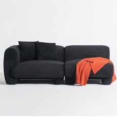 도모 에르본 코듀로이 3인용 소파 우형 + 쿠션2p + 고이스 세트 방문설치, 블랙