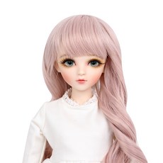 球形關節娃娃波浪捲假髮 60cm, 粉色的