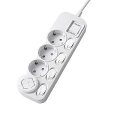 EcoPowerTap 韓國產LED獨立多功能延長線4孔 EPM-L304SS 安全蓋, 3m, 白色+保護蓋(隨機出貨), 1個