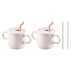 락앤락 리틀럽 실리콘 빨대컵 200ml + 빨대 2개, 2세트, 크림